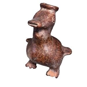 1970s Colima Duck Vessel Reproduction Mexican Pottery Small Vase Free Standing